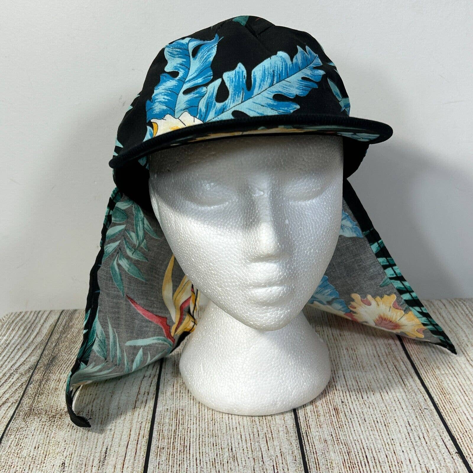 Vintage Hawaii Neck Flap Hat Cap 80s Surf Sun Beach Large USA Made SevenSeasOutdoor