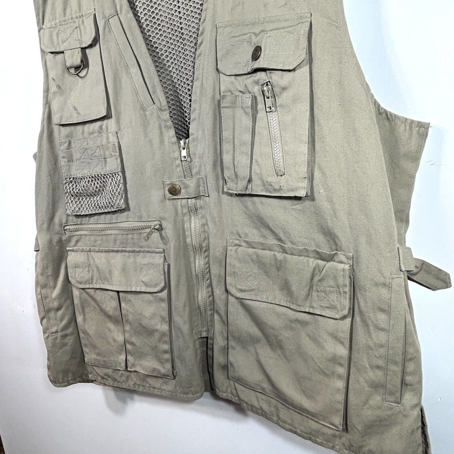 MENS Field & Stream Safari VEST Travel Fly Fishing Hiking ZIP Pockets VENTED XL