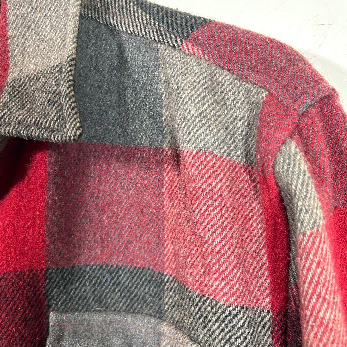 Vintage Field Gear Wool Heavyweight Shirt Jacket Mens L Red Plaid Button Up