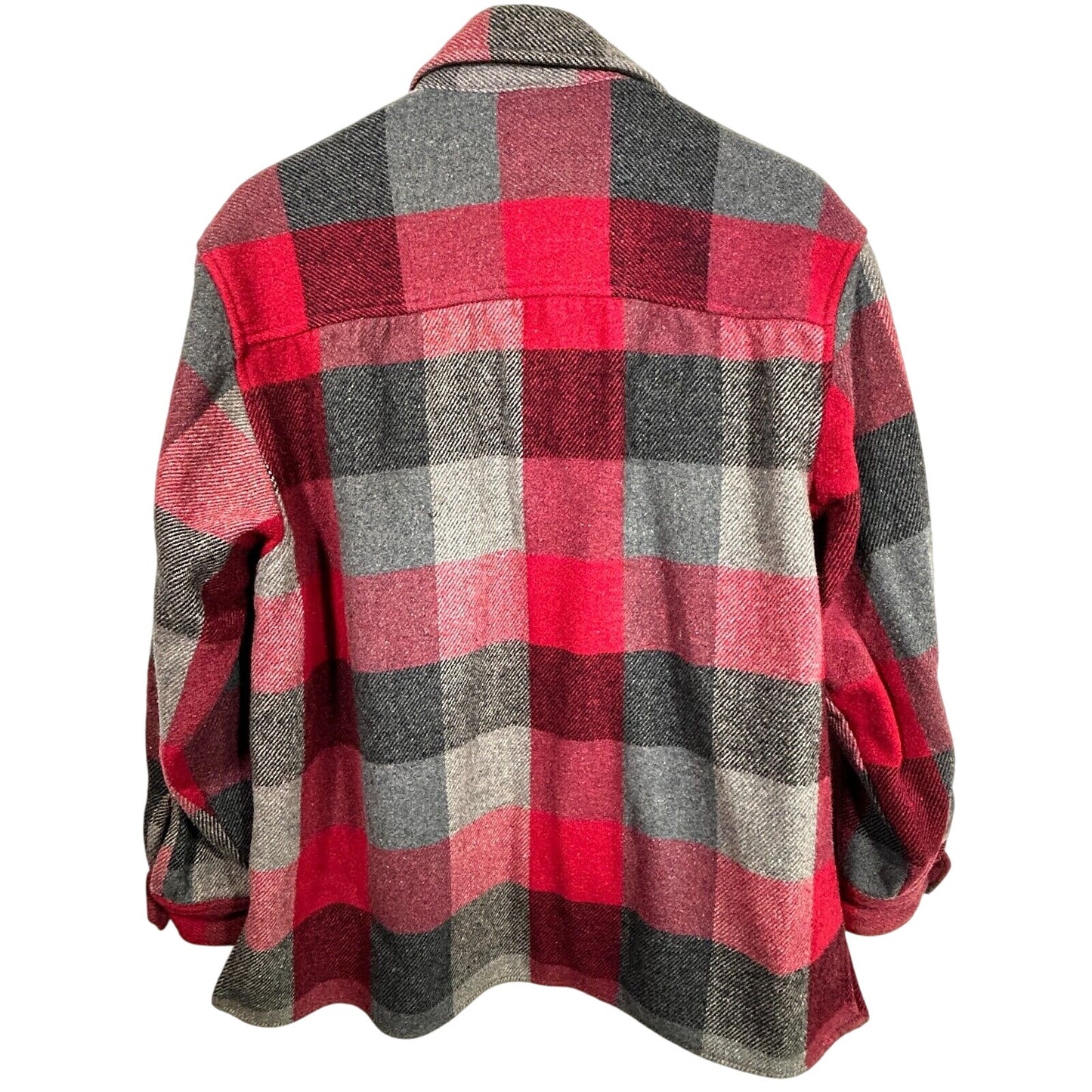 Vintage Field Gear Wool Heavyweight Shirt Jacket Mens L Red Plaid Button Up