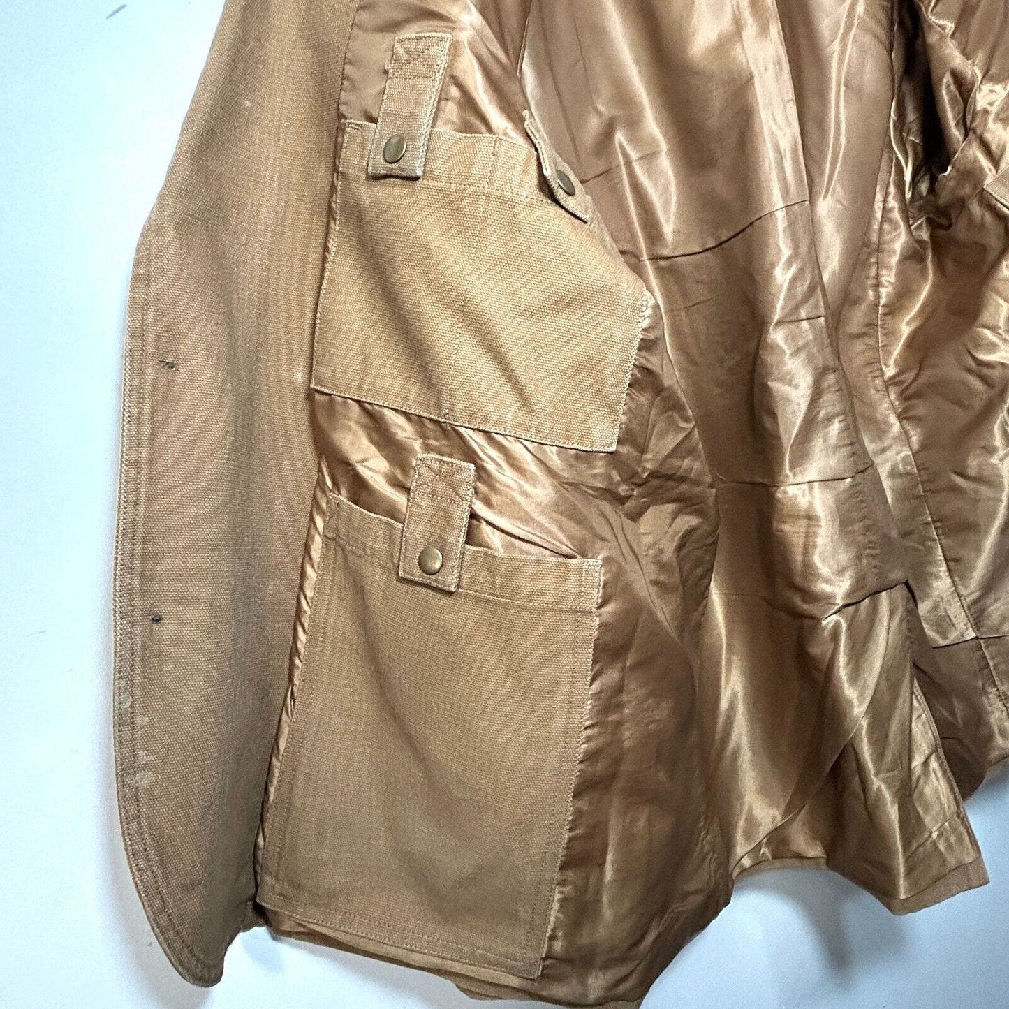 DULUTH TRADING Fire Hose Presentation Jacket Brown Canvas Pockets XL DISTRESSED