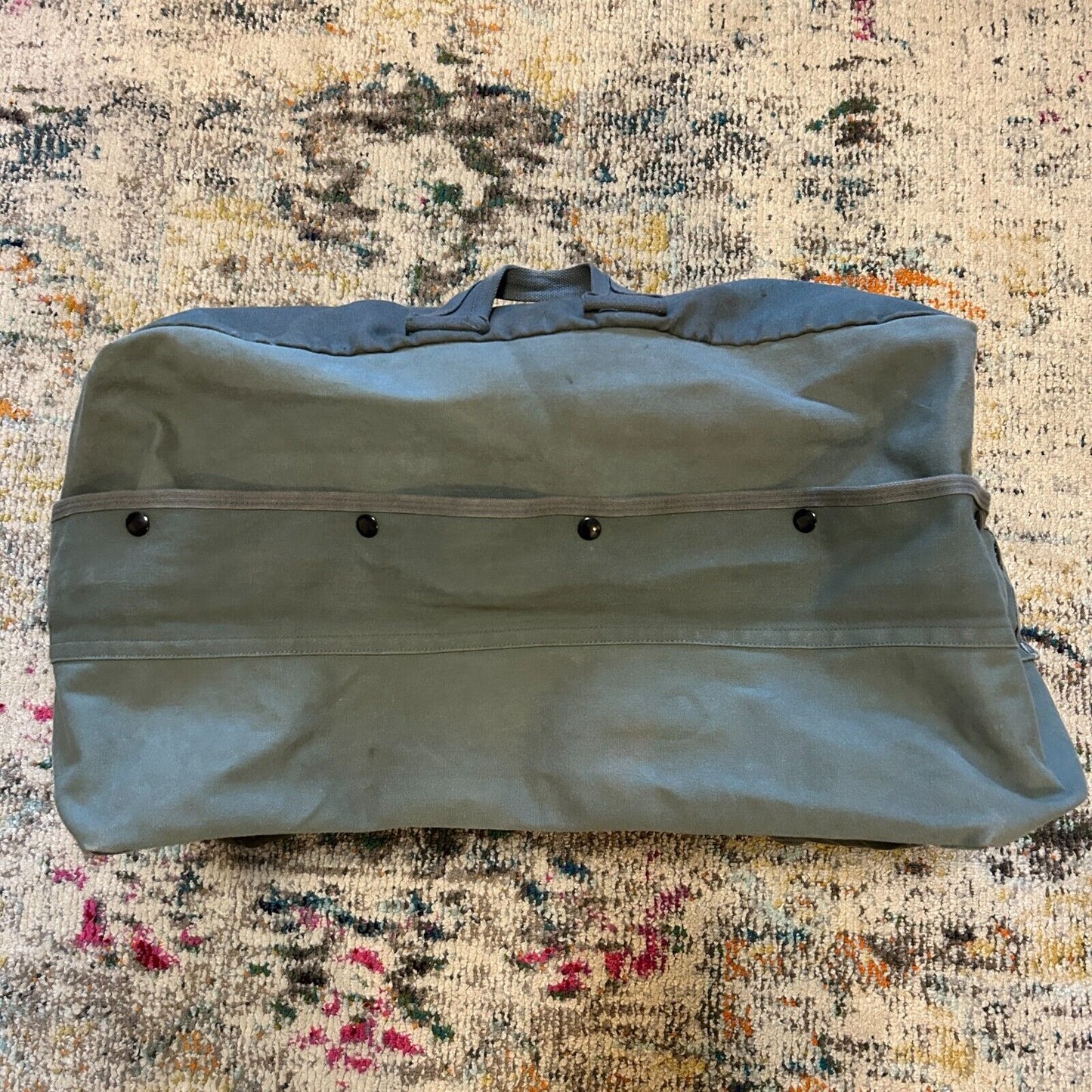 Vintage Military Flyers Pilot Kit Bag Green Heavy Canvas Duffle Air Force 80s