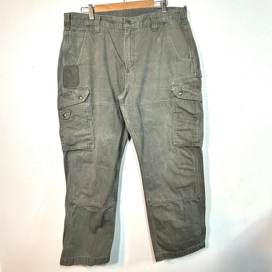 Carhartt Pants Double Knee Ripstop Cargo B342 MOS Mens 37x29 Moss Green Relaxed