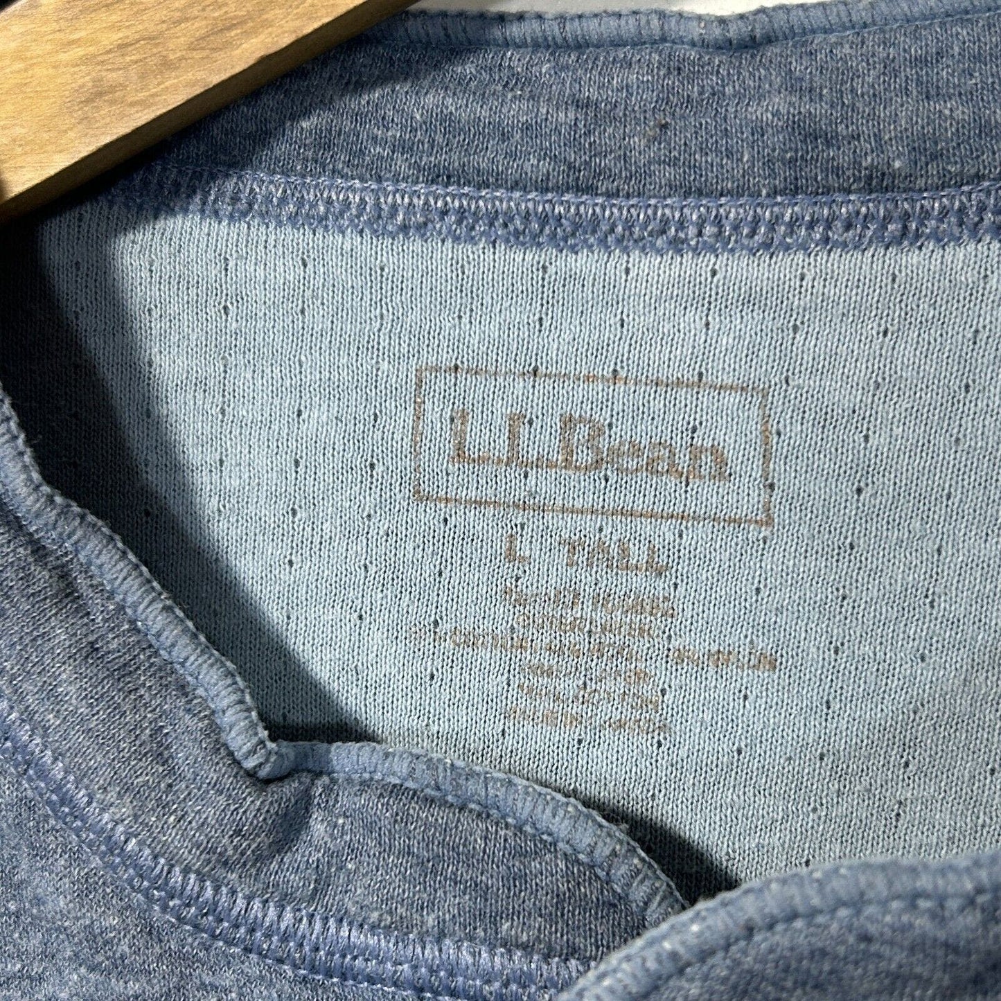 LL Bean River Driver Shirt Men's Large Tall LT Henley Wool Blend Blue