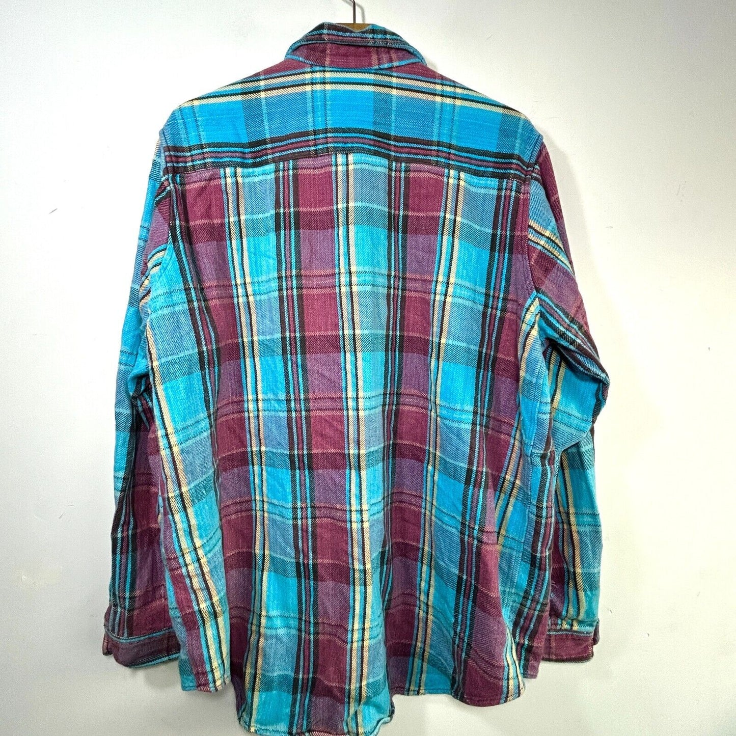 VTG 90s Five Brother Heavy Duty Colorway Striped Flannel Shirt Mens L Tall