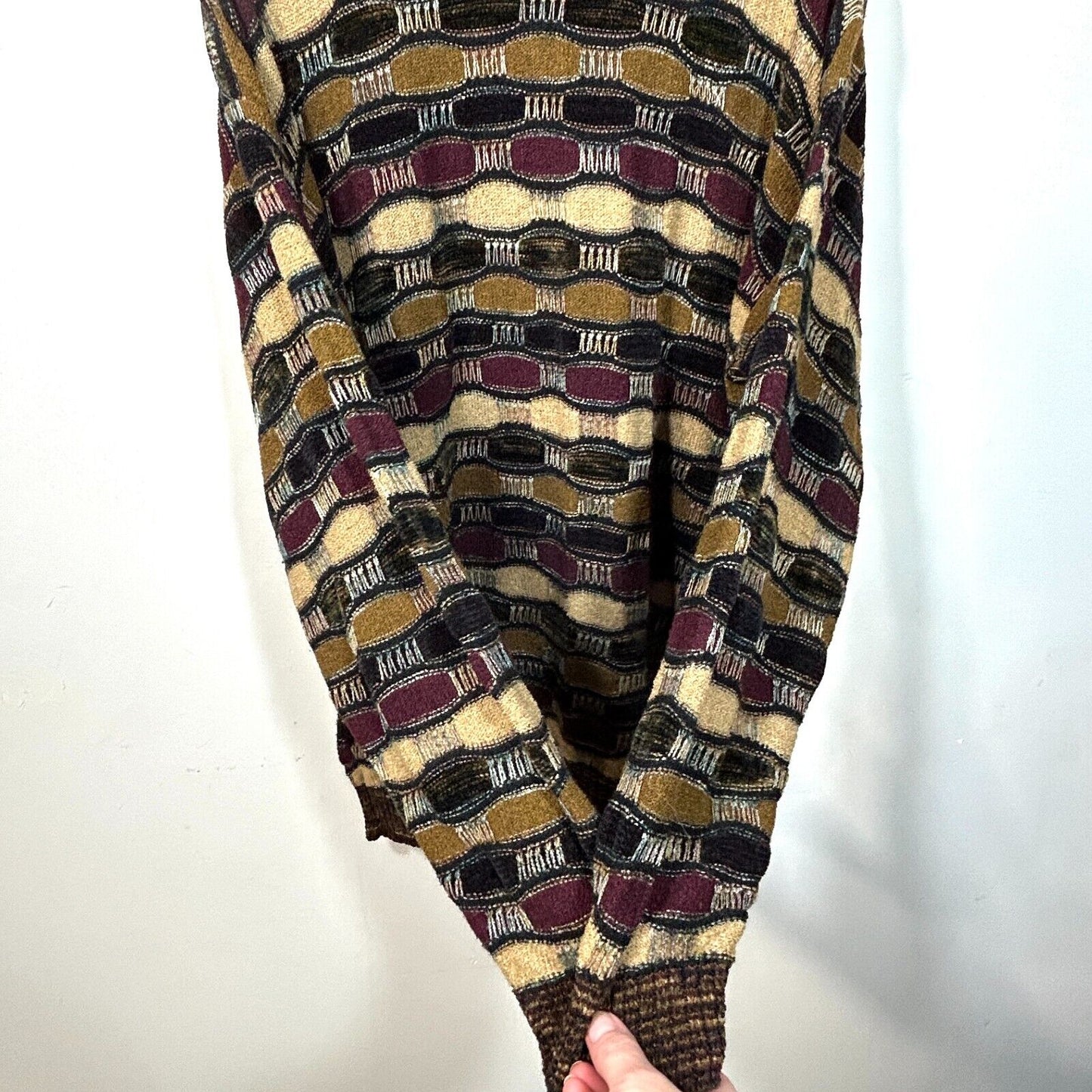 Vintage 90s Protege Collection Crazy Coogi Style Sweater Brown Black Mens Large