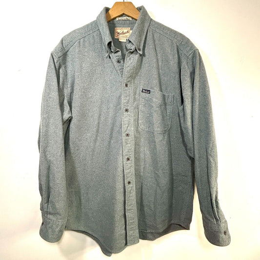 Vintage Woolrich USA Made Heavyweight Flannel Chamois Shirt Mens L Sportsman Outdoorwear