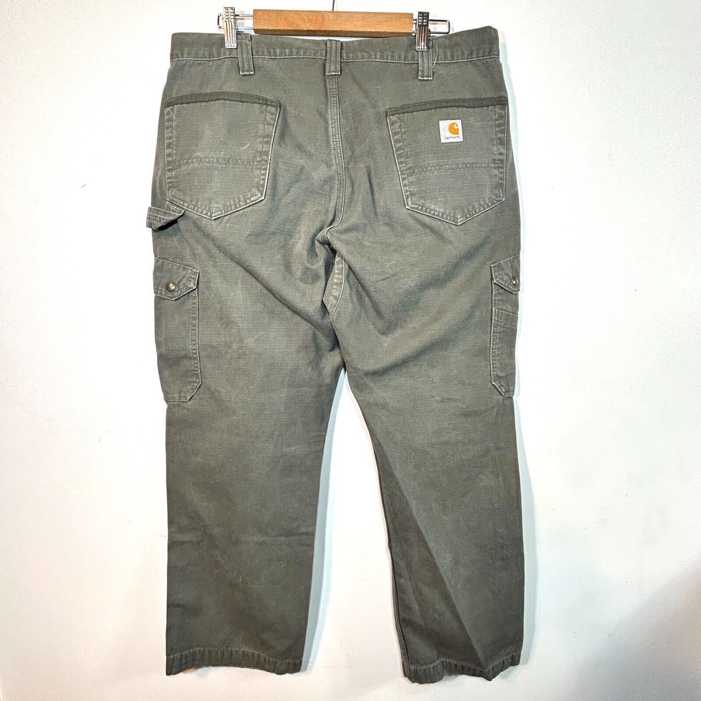 Carhartt Pants Double Knee Ripstop Cargo B342 MOS Mens 37x29 Moss Green Relaxed