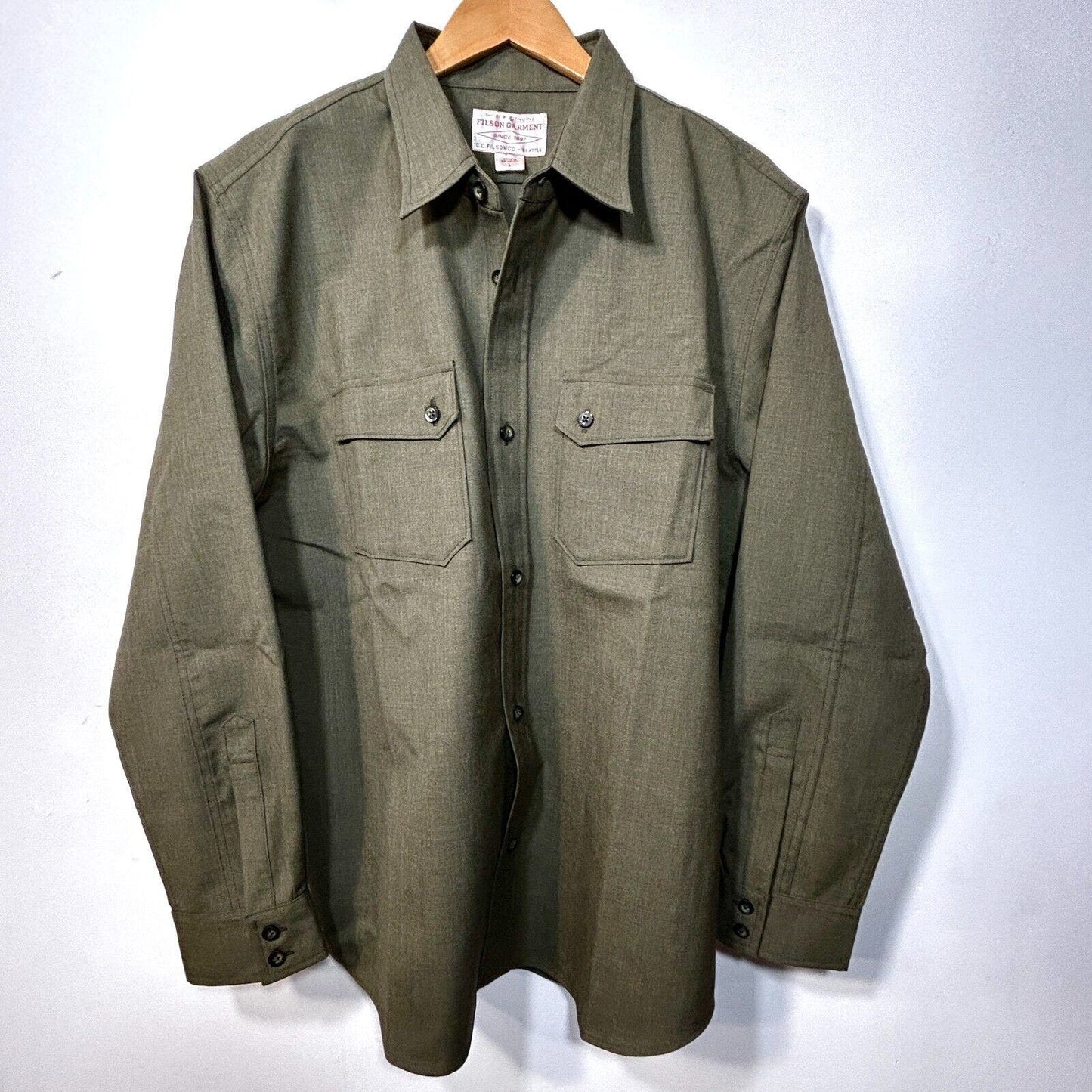 Filson Worsted Wool Guide Shirt L Forest Green Heather