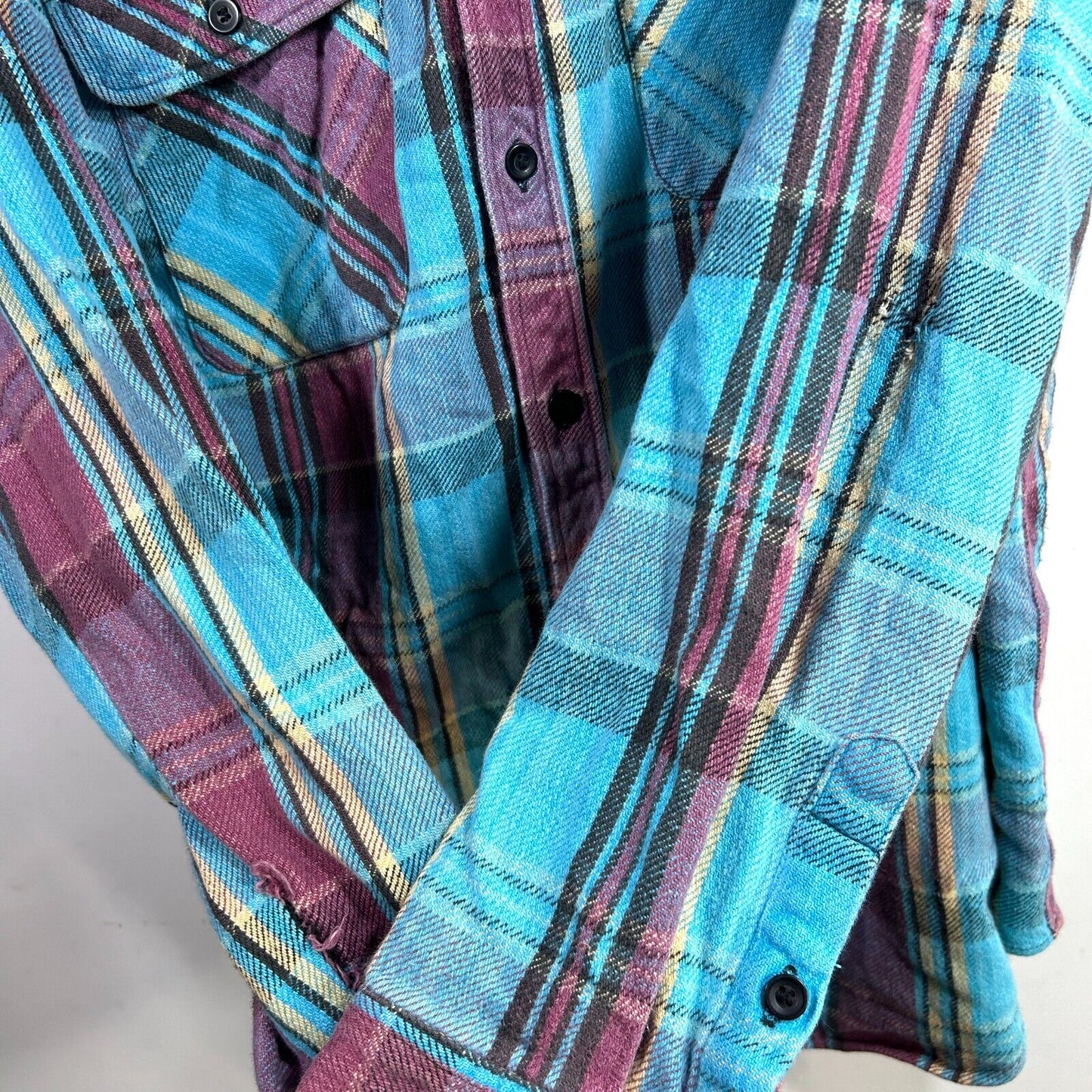 VTG 90s Five Brother Heavy Duty Colorway Striped Flannel Shirt Mens L Tall