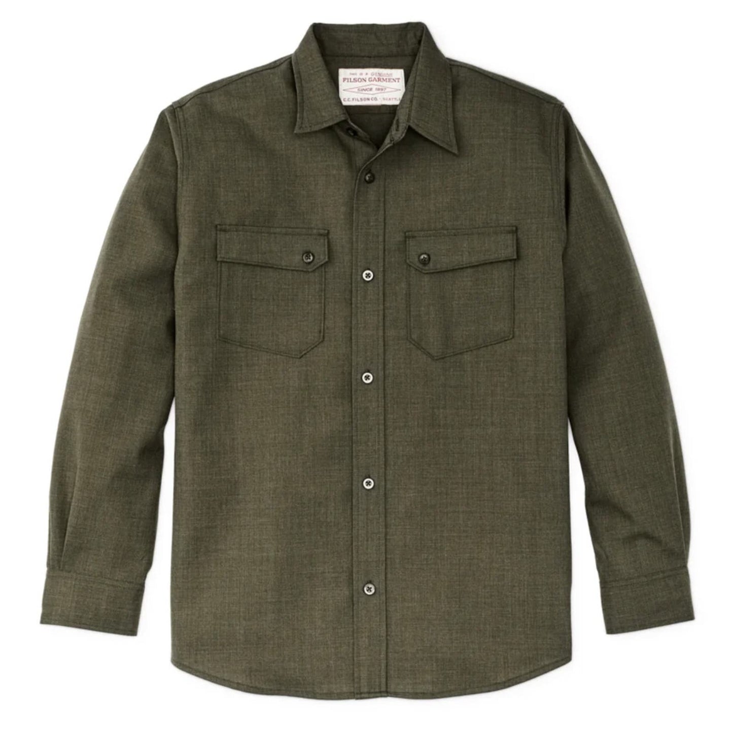 Filson Worsted Wool Guide Shirt L Forest Green Heather