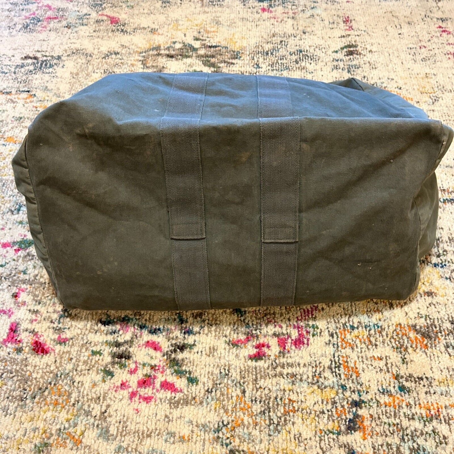 Vintage Military Flyers Pilot Kit Bag Green Heavy Canvas Duffle Air Force 80s