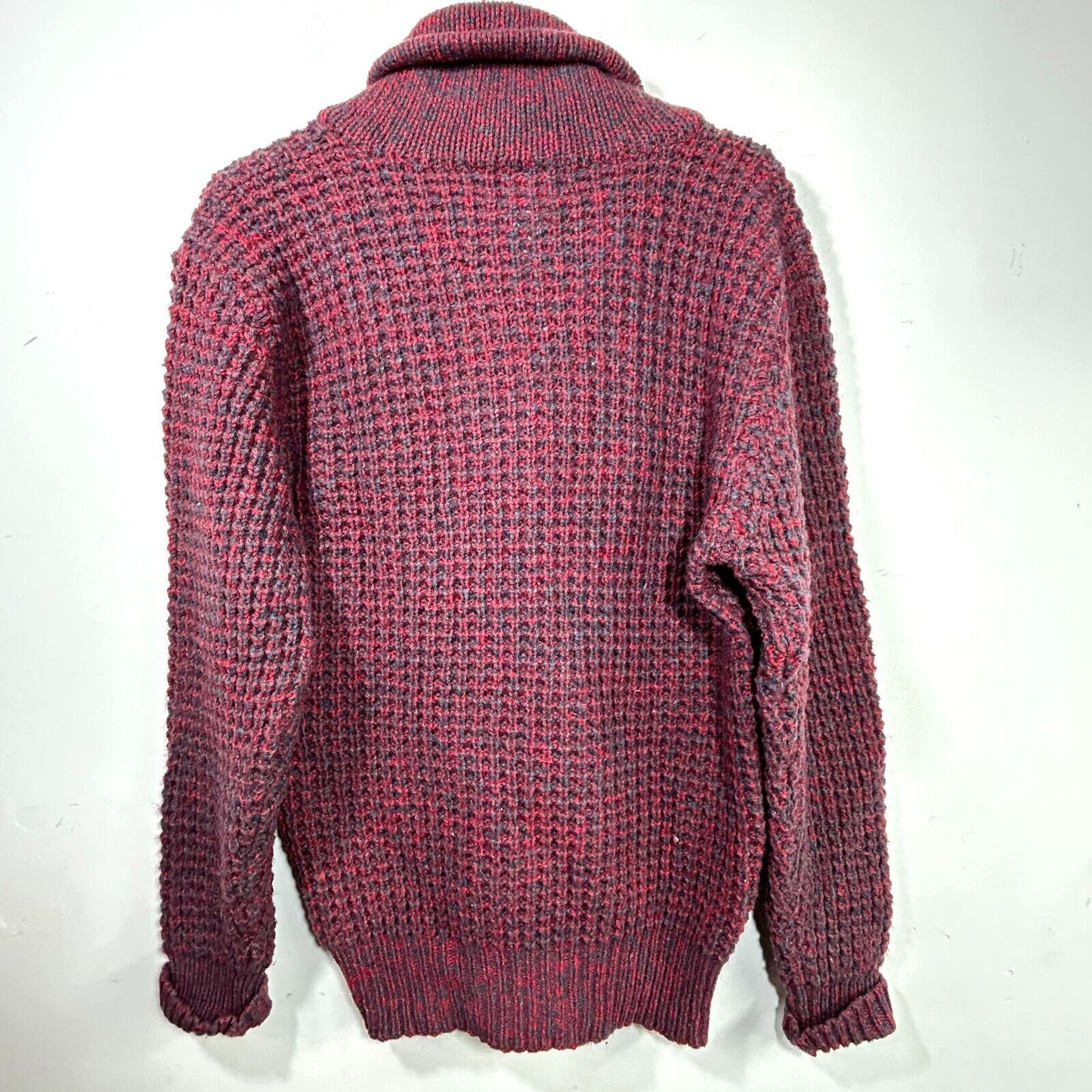 Woolrich Vtg Wool Pullover Sweater Fisherman Shawl Collar Red Button Size M