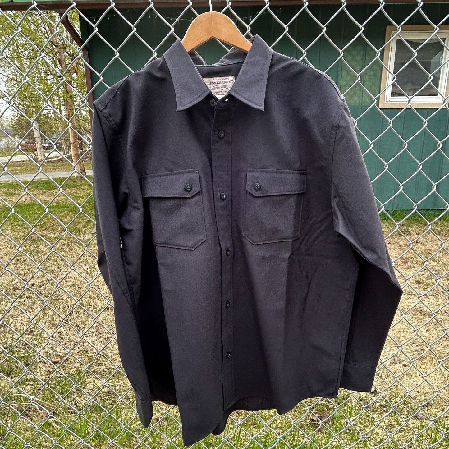 Filson Worsted Wool Guide Shirt L Blue Graphite