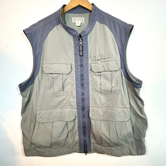 Duluth Trading Co. Mens Working Vest 2XL Gray Vented Utility Work Fishing