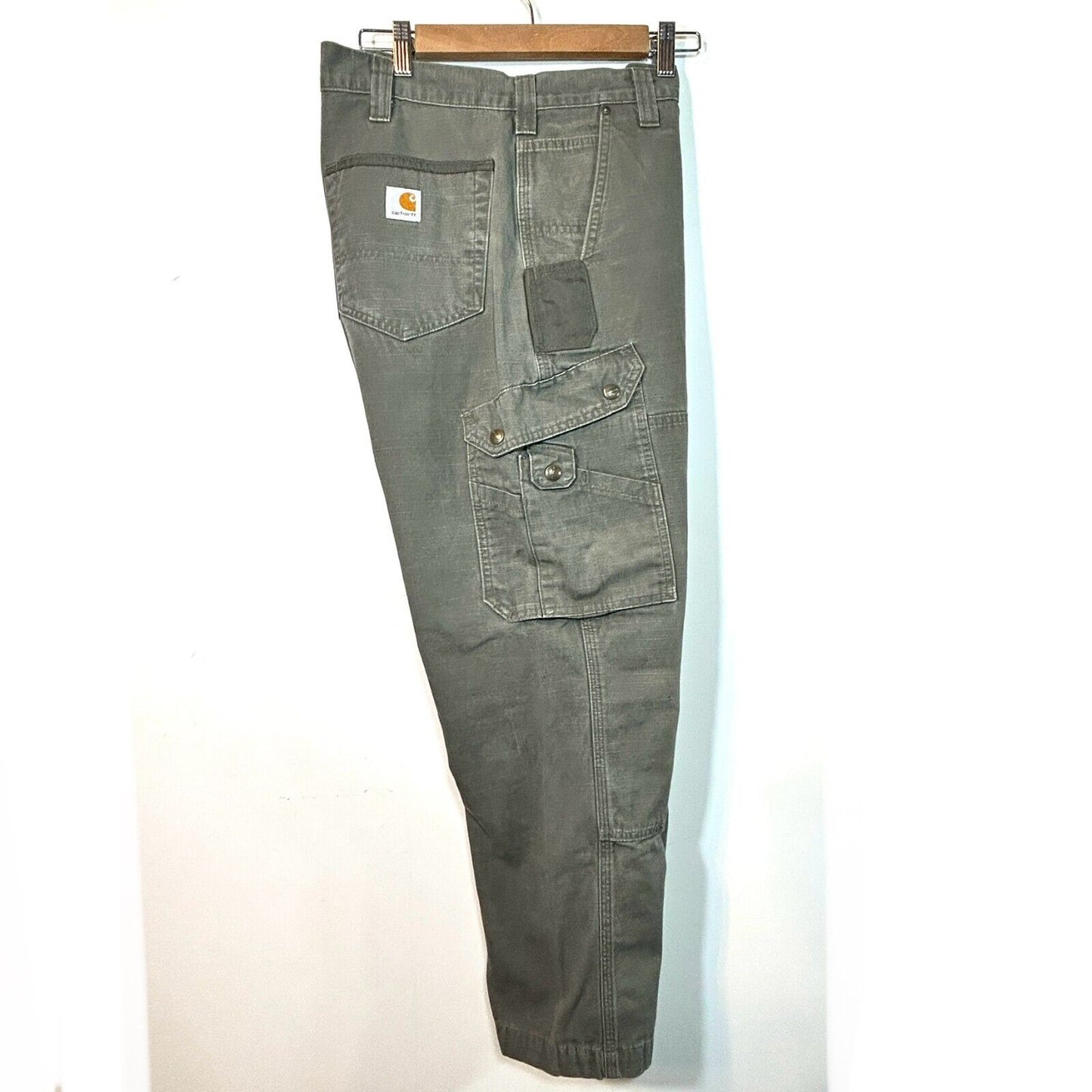 Carhartt Pants Double Knee Ripstop Cargo B342 MOS Mens 37x29 Moss Green Relaxed