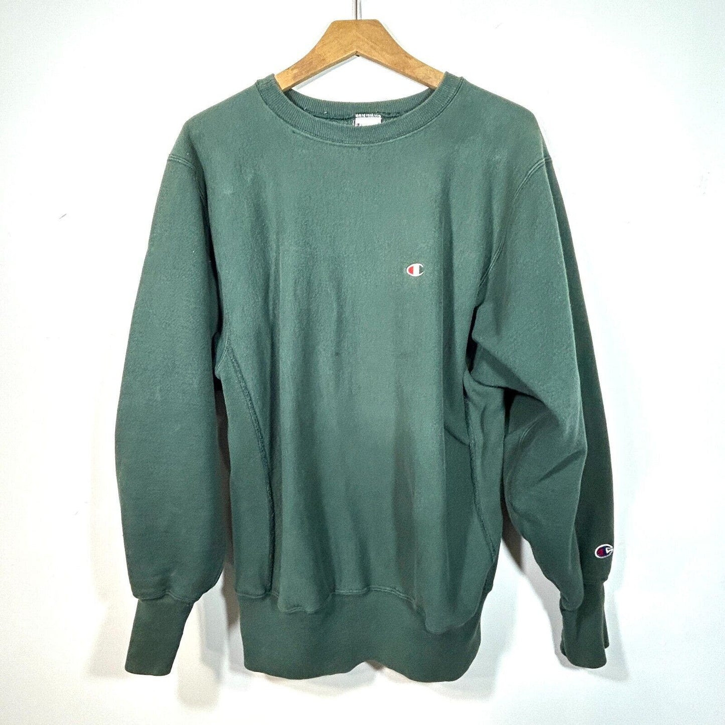 Vintage Champion Reverse Weave Sweatshirt Mens M Green C Logo 90s