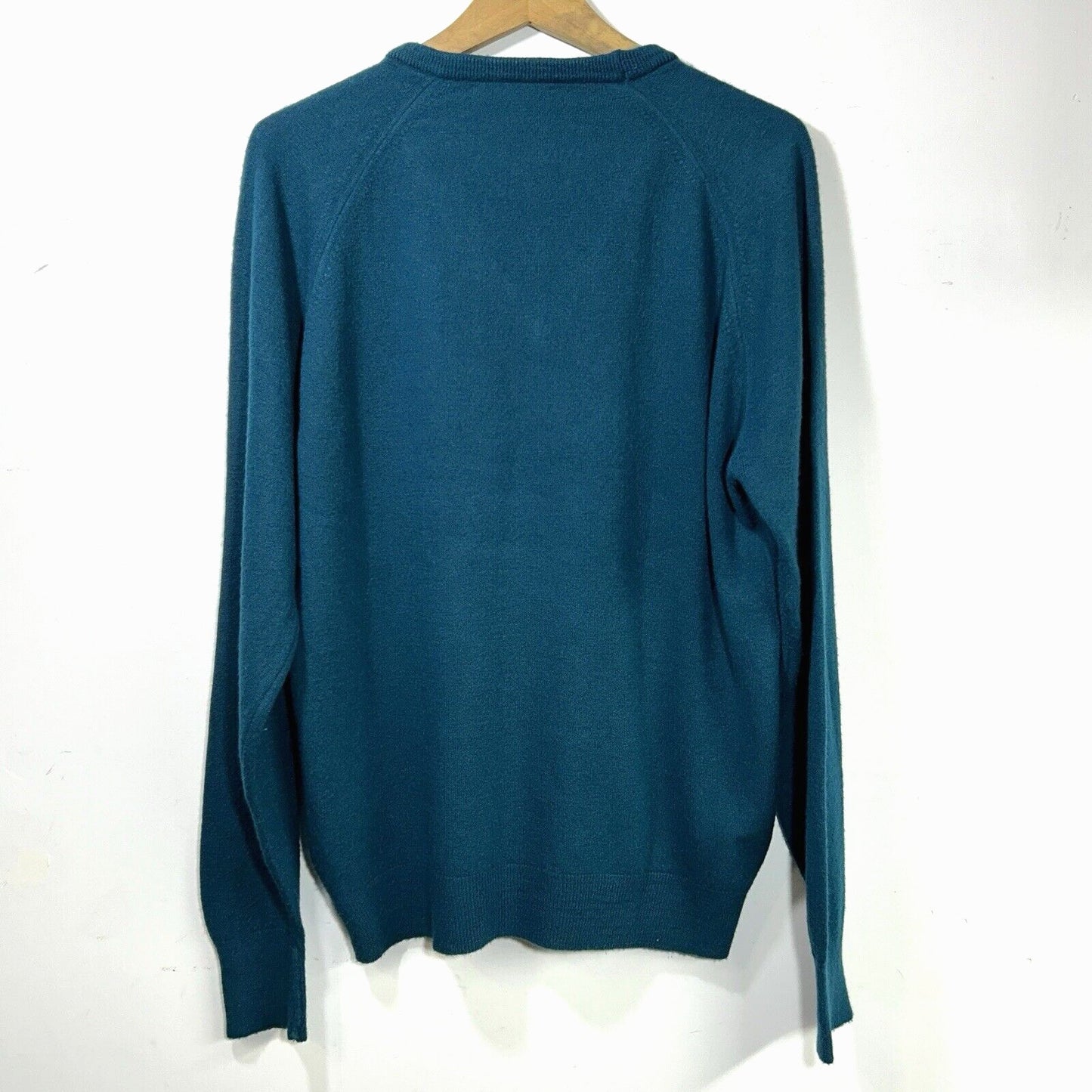 Vintage Christian Dior Sweater Orlon Acrylic V Neck Blue USA Made Mens L