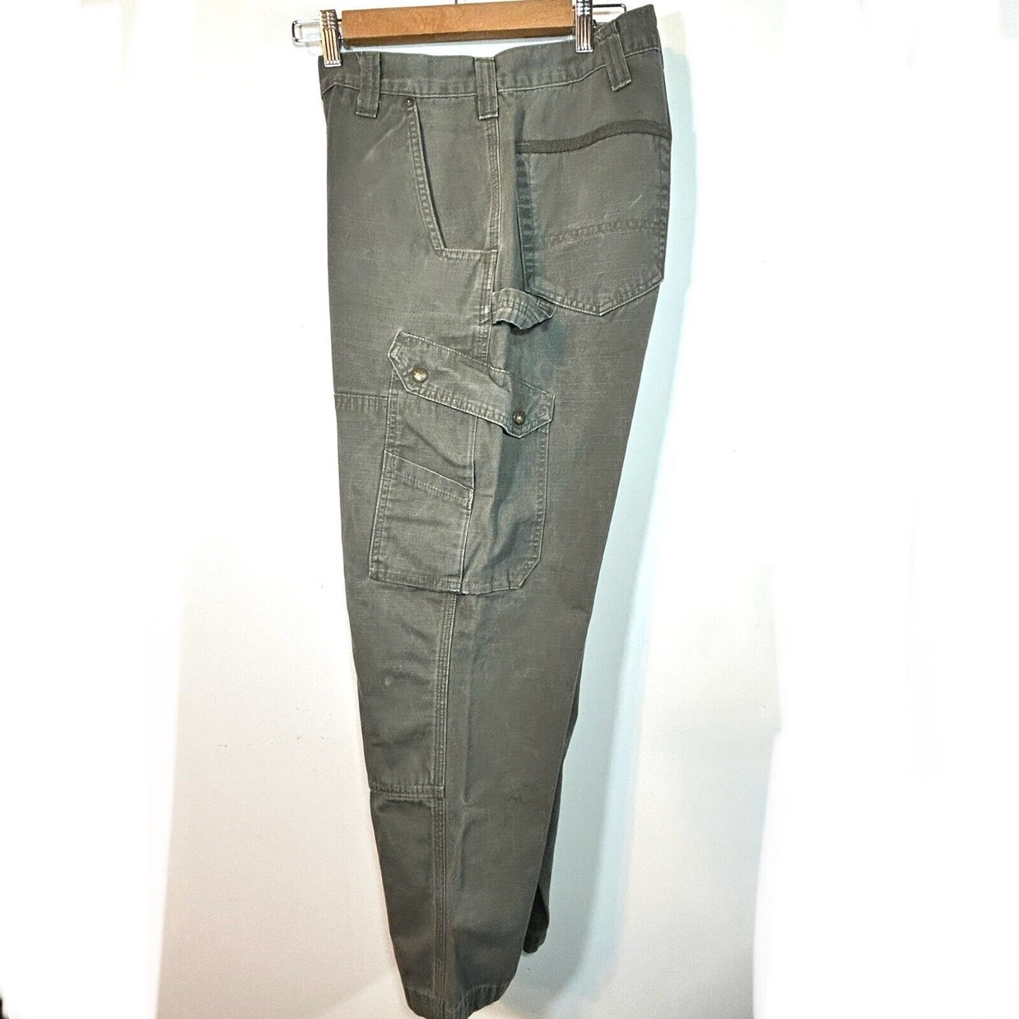 Carhartt Pants Double Knee Ripstop Cargo B342 MOS Mens 37x29 Moss Green Relaxed