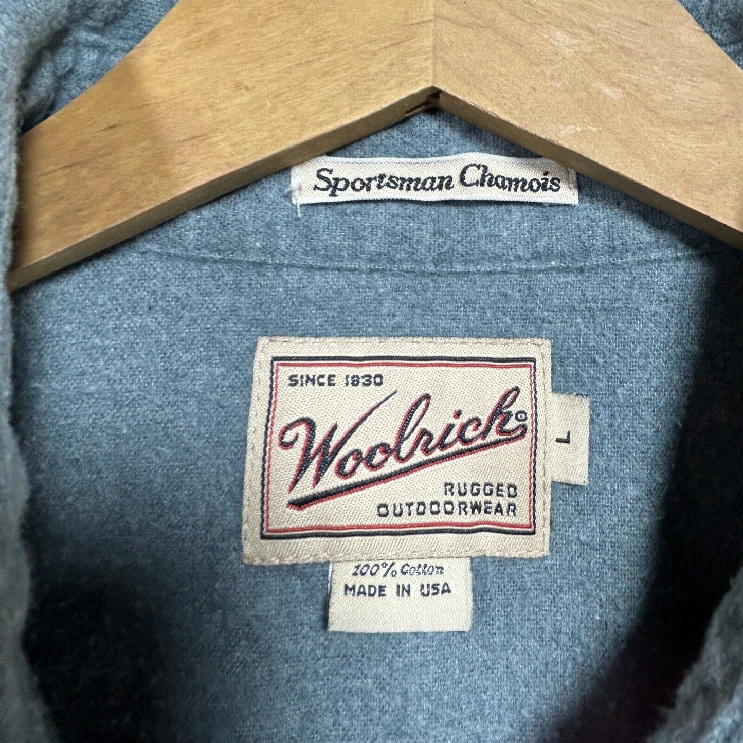 Vintage Woolrich USA Made Heavyweight Flannel Chamois Shirt Mens L Sportsman Outdoorwear