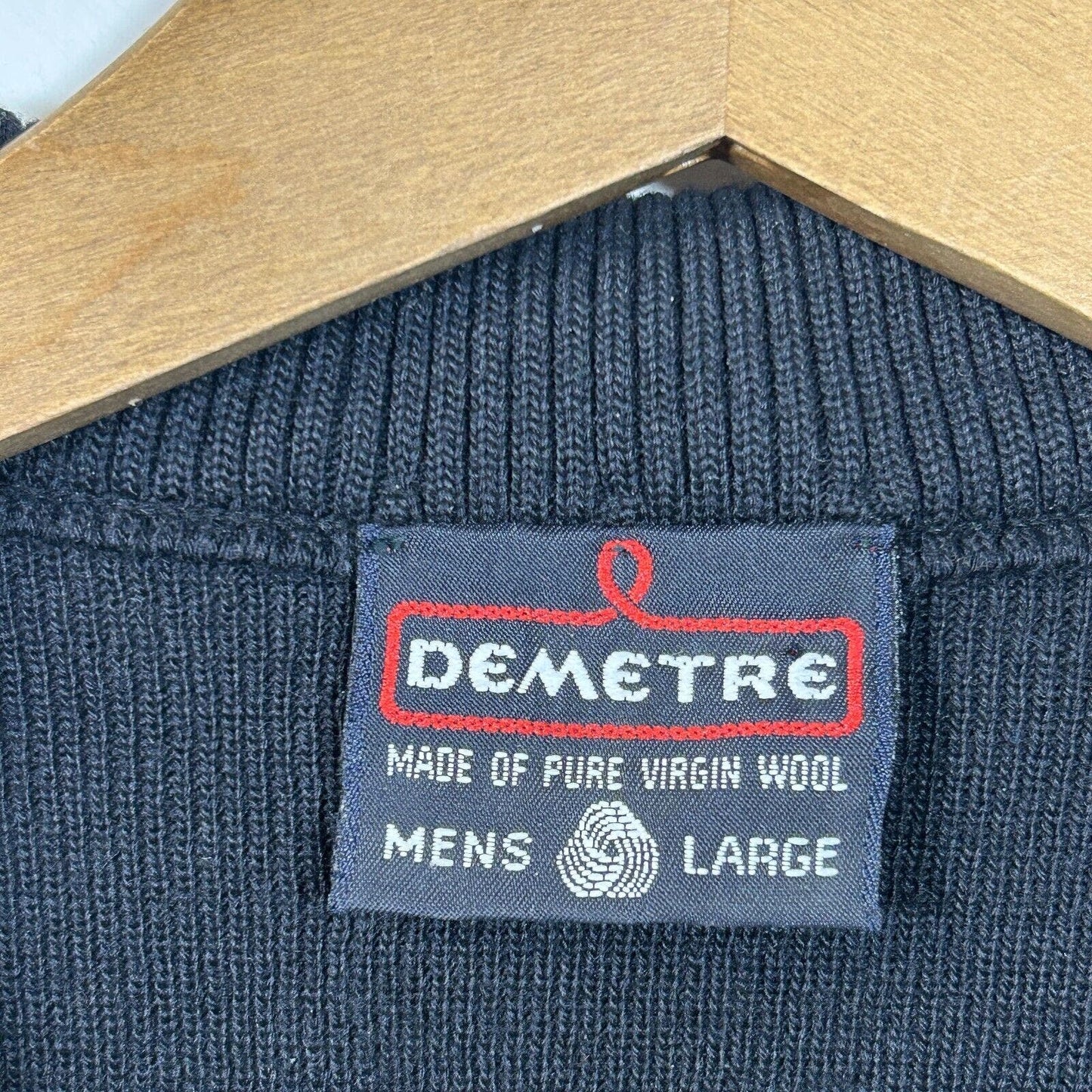 Vintage Demetre Mens 1/4 Zip Pullover Wool Knit Ski Mock Neck Sweatshirt Size L