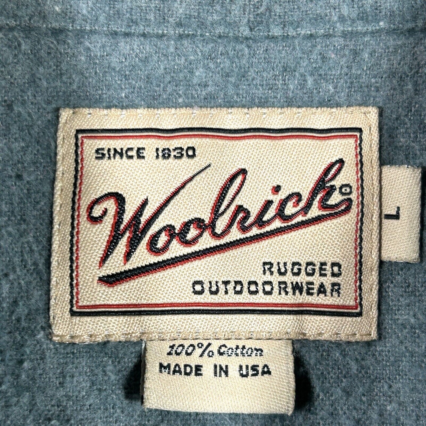 Vintage Woolrich USA Made Heavyweight Flannel Chamois Shirt Mens L Sportsman Outdoorwear