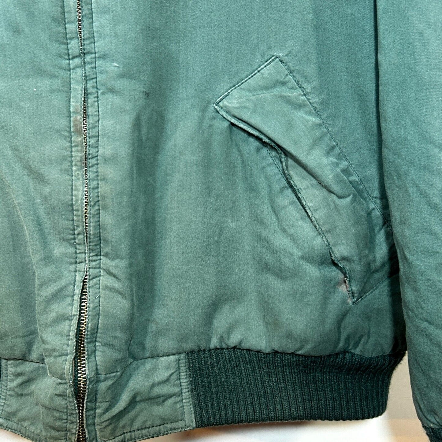 VINTAGE Eddie Bauer Jacket Mens L Tall Goose Down Flight Bomber Puffer 70s Green