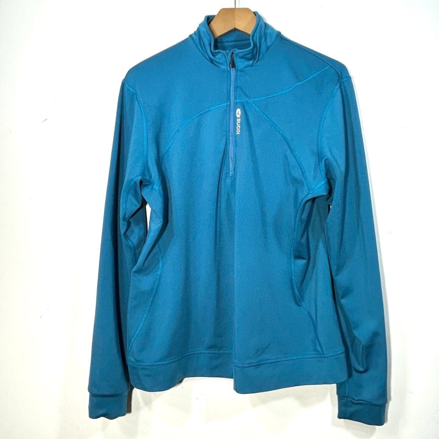 Mens Sugoi Thermal Fleece Lined Cycling Bike Jersey Long Sleeve Solid Blue sz XL