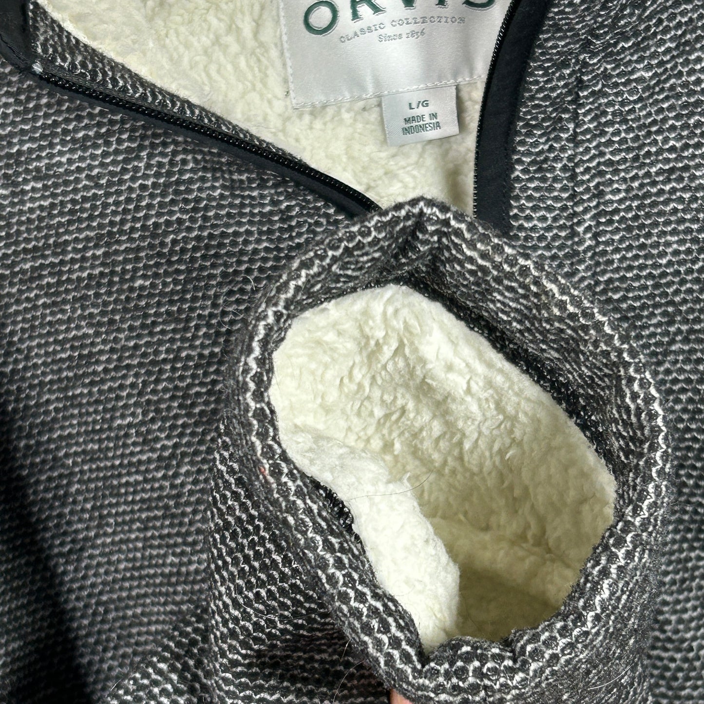 Orvis 1/4 Zip Lined Fleece Pullover Sweater Mens L Pockets