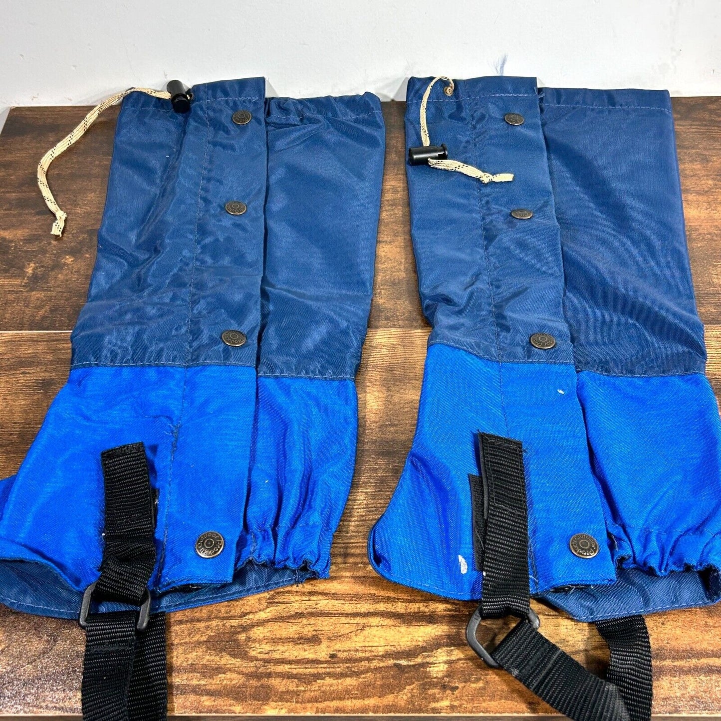 Vtg Outdoor Products Snow Leg Gaiters M Blue Nylon Zip Up Hiking