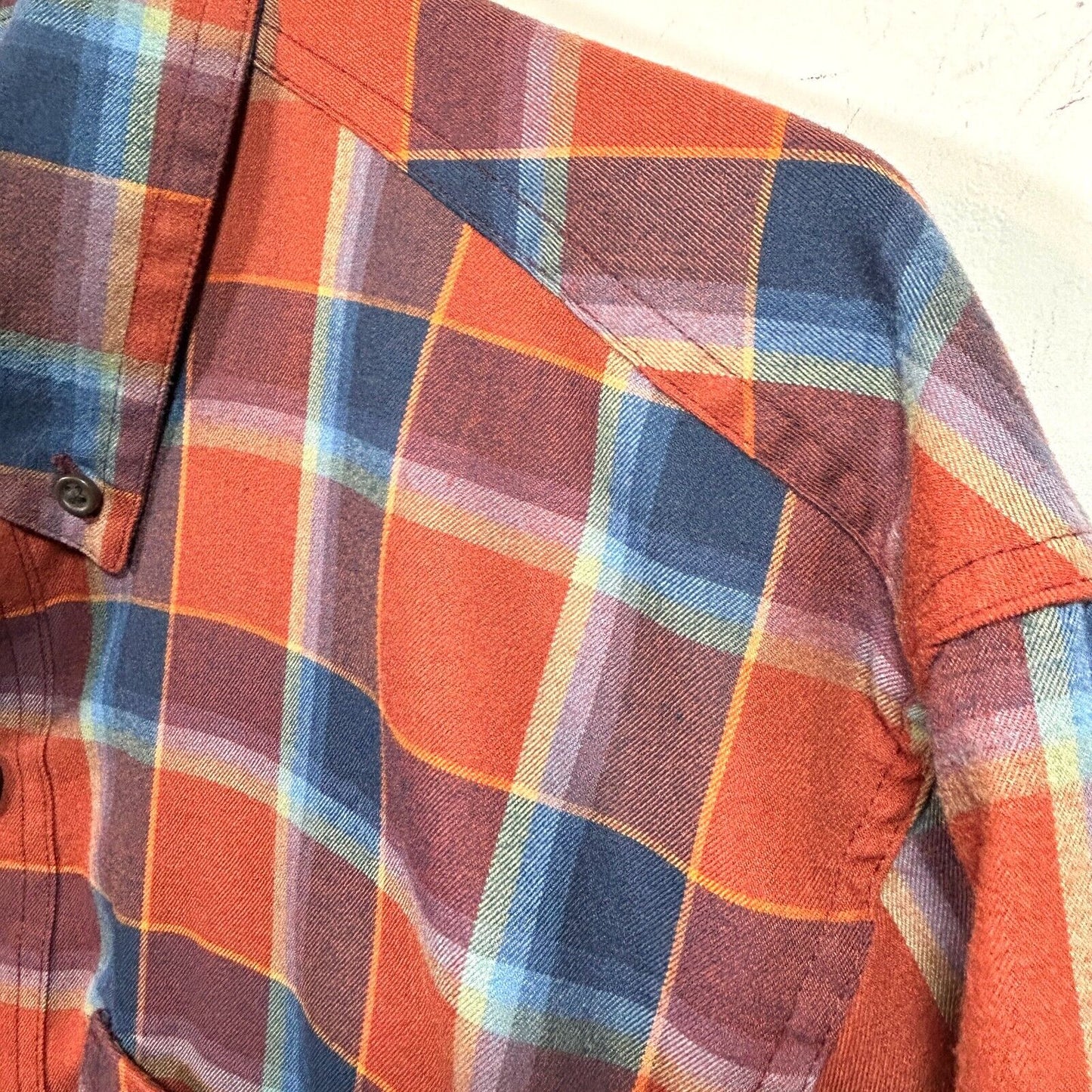 Alaskan Hardgear Duluth Flannel Shirt Mens L Blue Orange Plaid Boars Nest