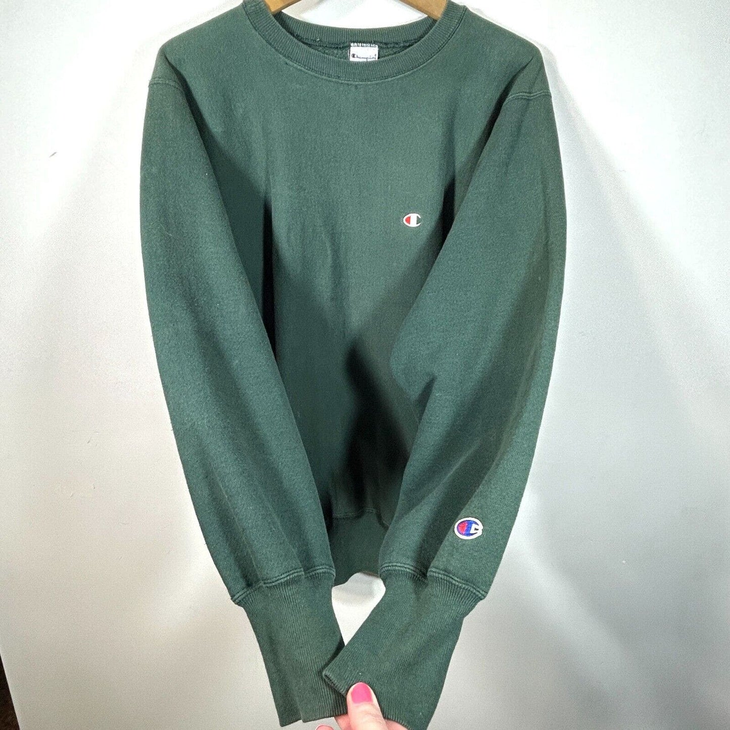 Vintage Champion Reverse Weave Sweatshirt Mens M Green C Logo 90s