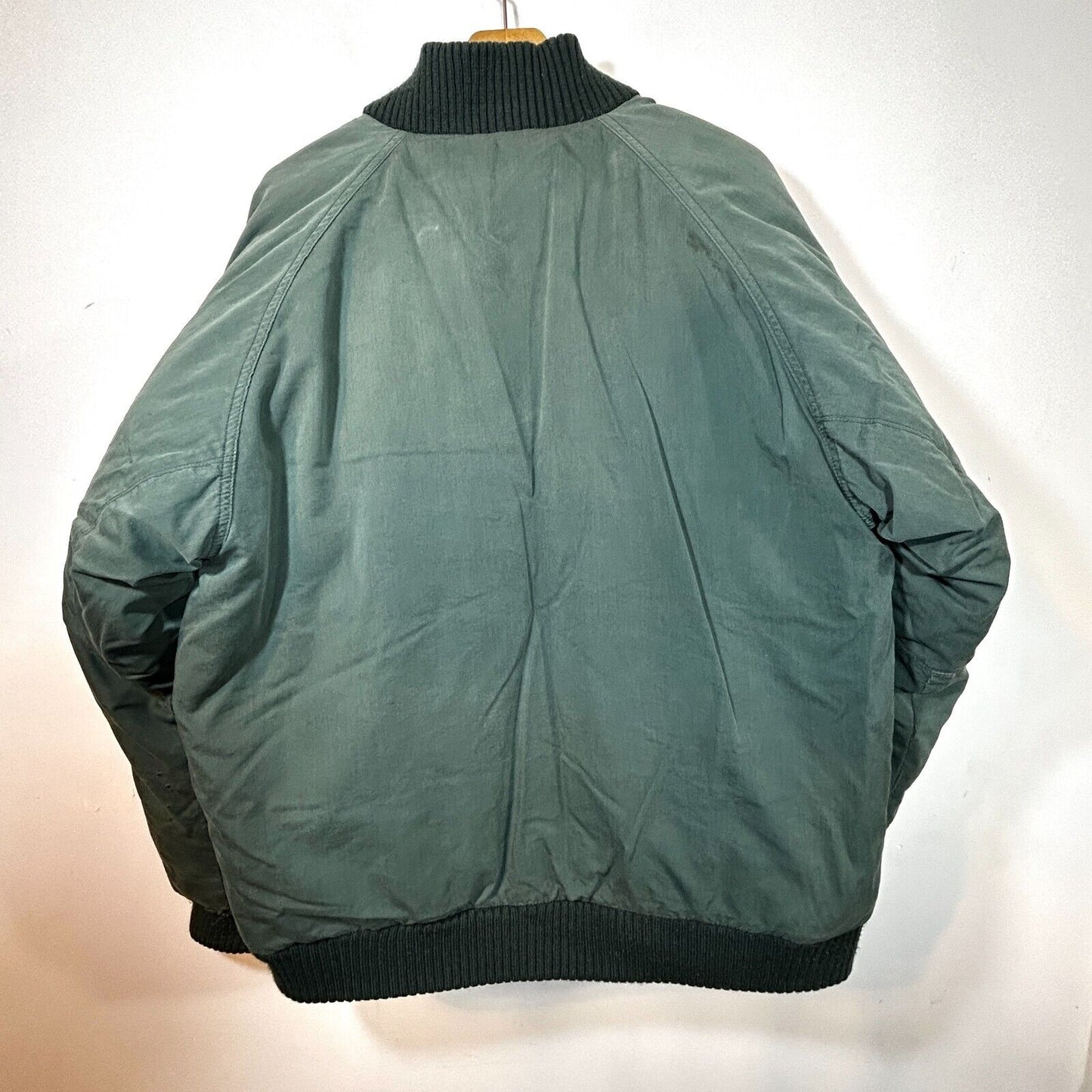 VINTAGE Eddie Bauer Jacket Mens L Tall Goose Down Flight Bomber Puffer 70s Green