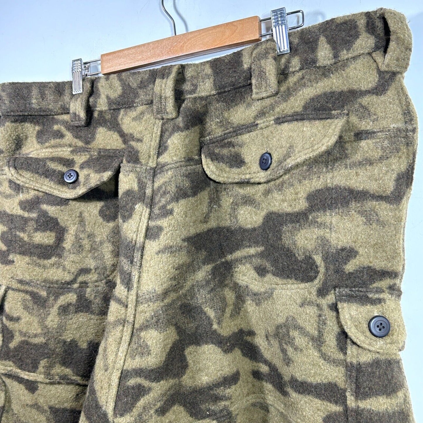 Vintage Columbia Gallatin Range Pants 42 X 25 Wool Blend Camo Hunt Cargo