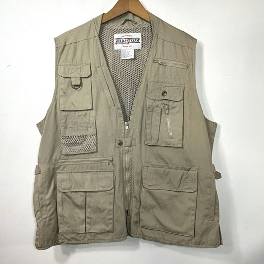 MENS Field & Stream Safari VEST Travel Fly Fishing Hiking ZIP Pockets VENTED XL