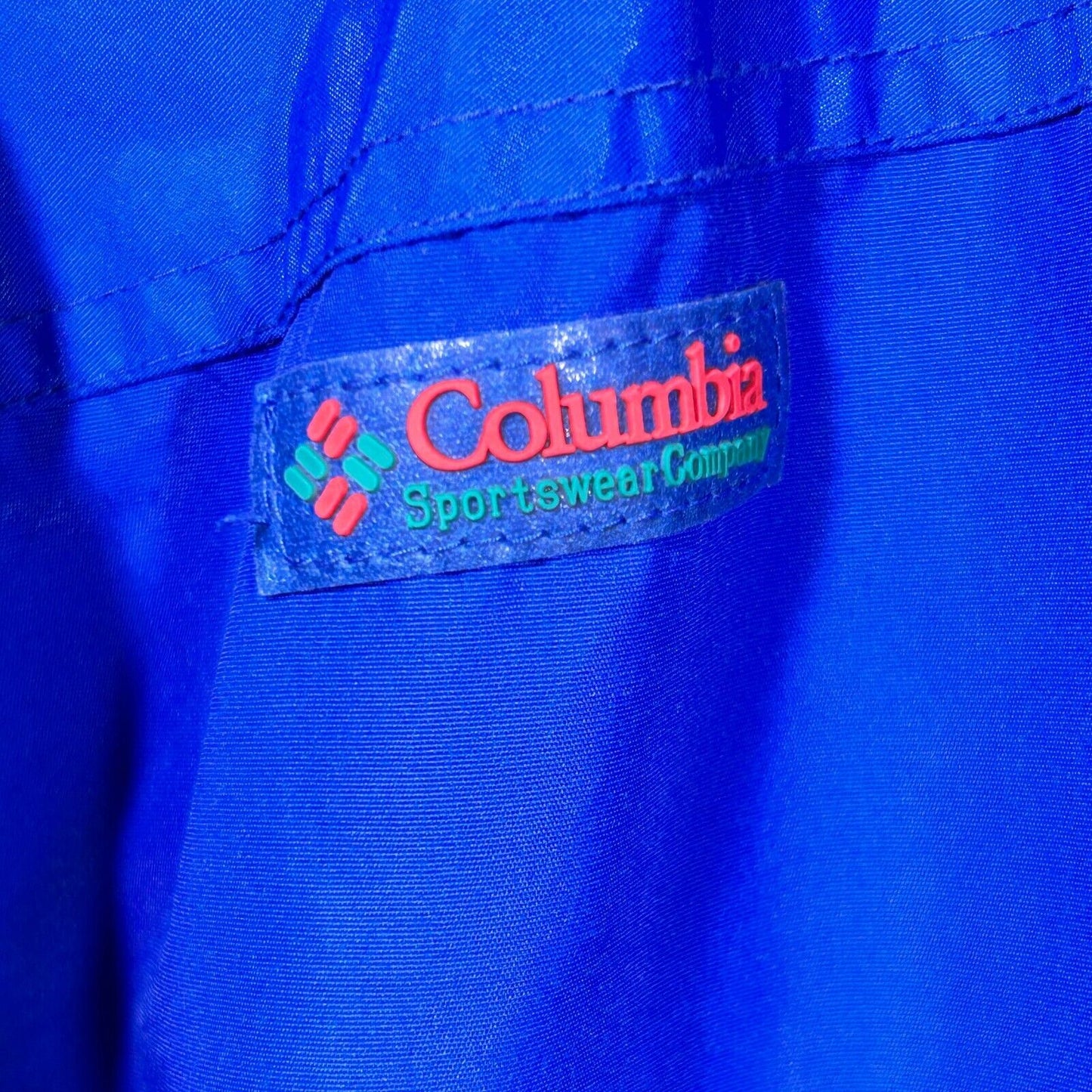 Vintage Columbia Ski Coat Jacket Mens L bugaboo 90’s Neon Blue Fleece Black USA