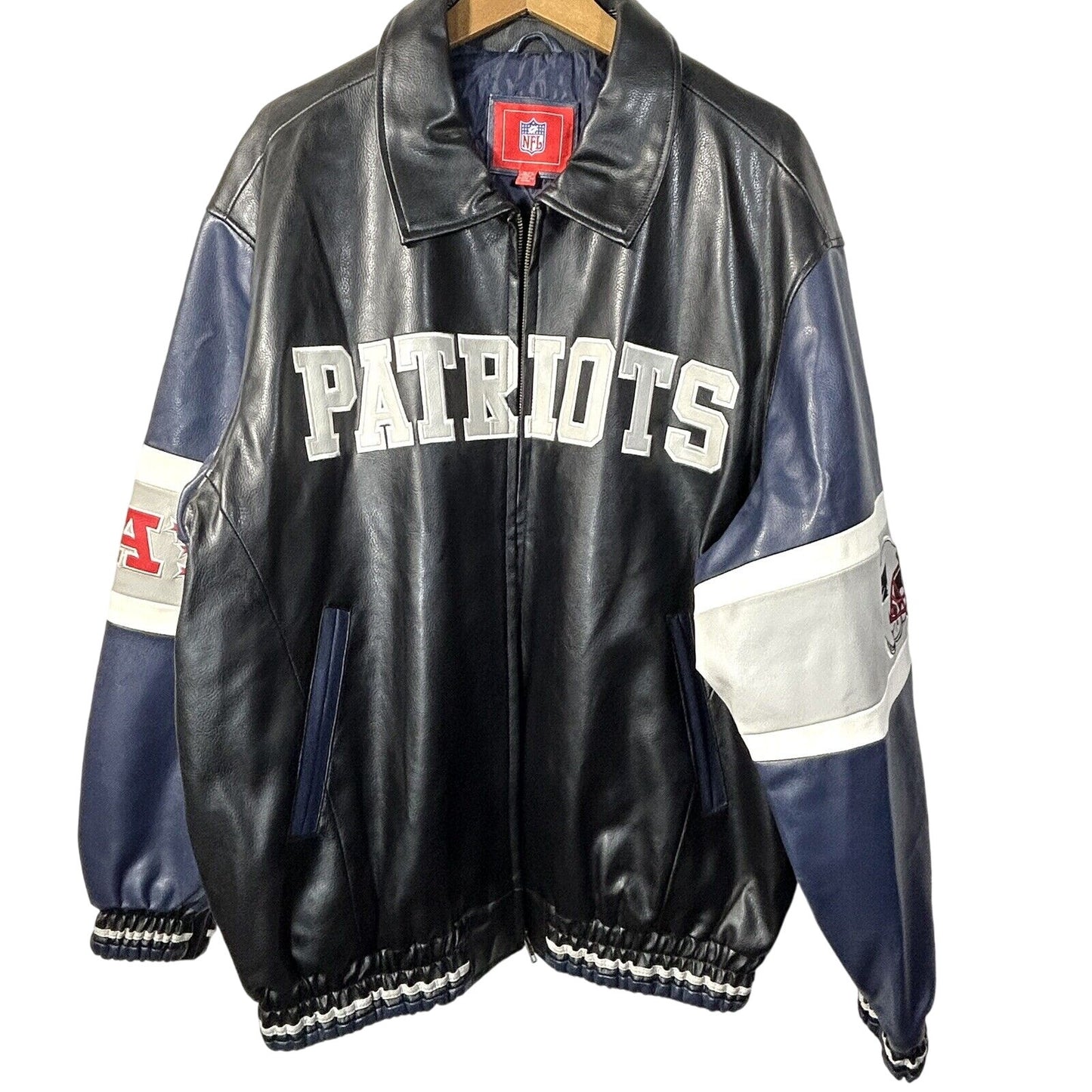 New England Patriots Vinyl Varsity Jacket Heavyweight NFL Mens XL