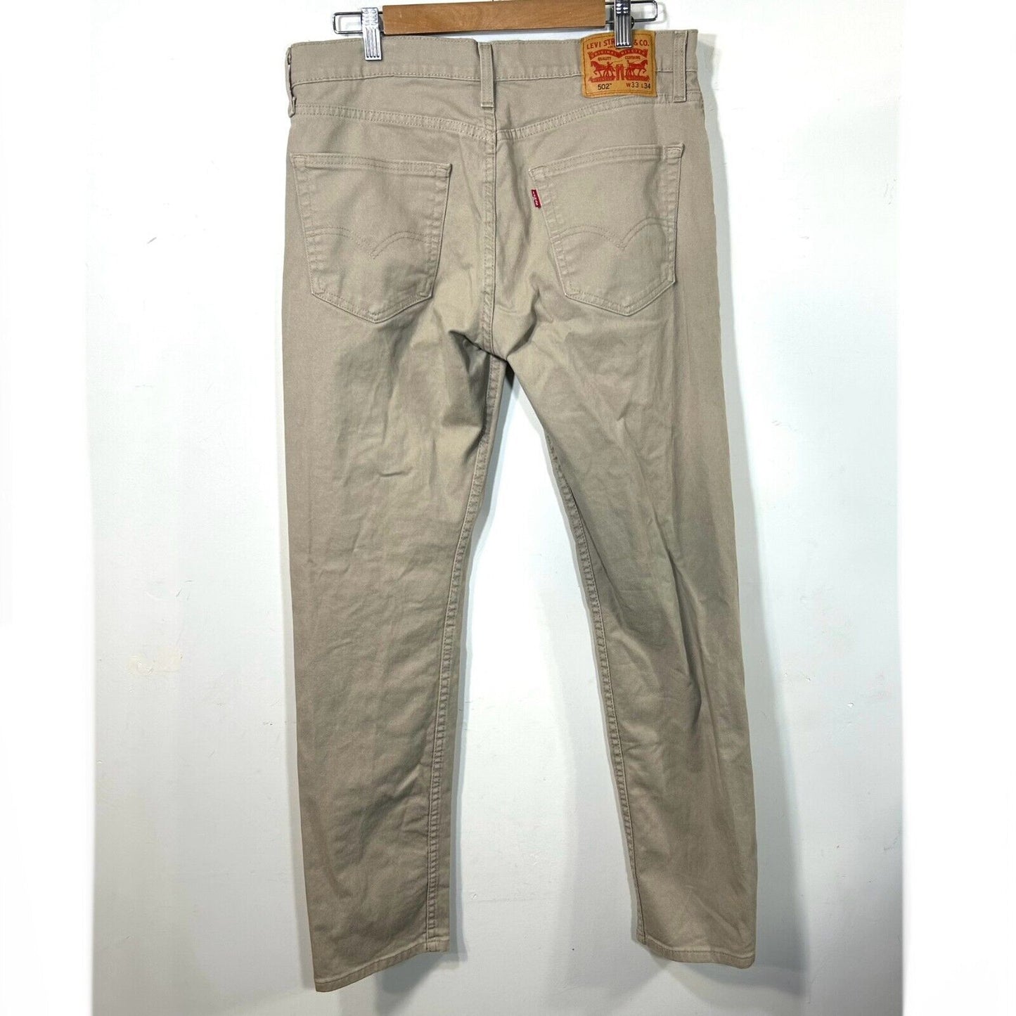 Levi's 502 Regular Tapered Leg Stretch Chino Jeans Tan Khaki 34 x 32