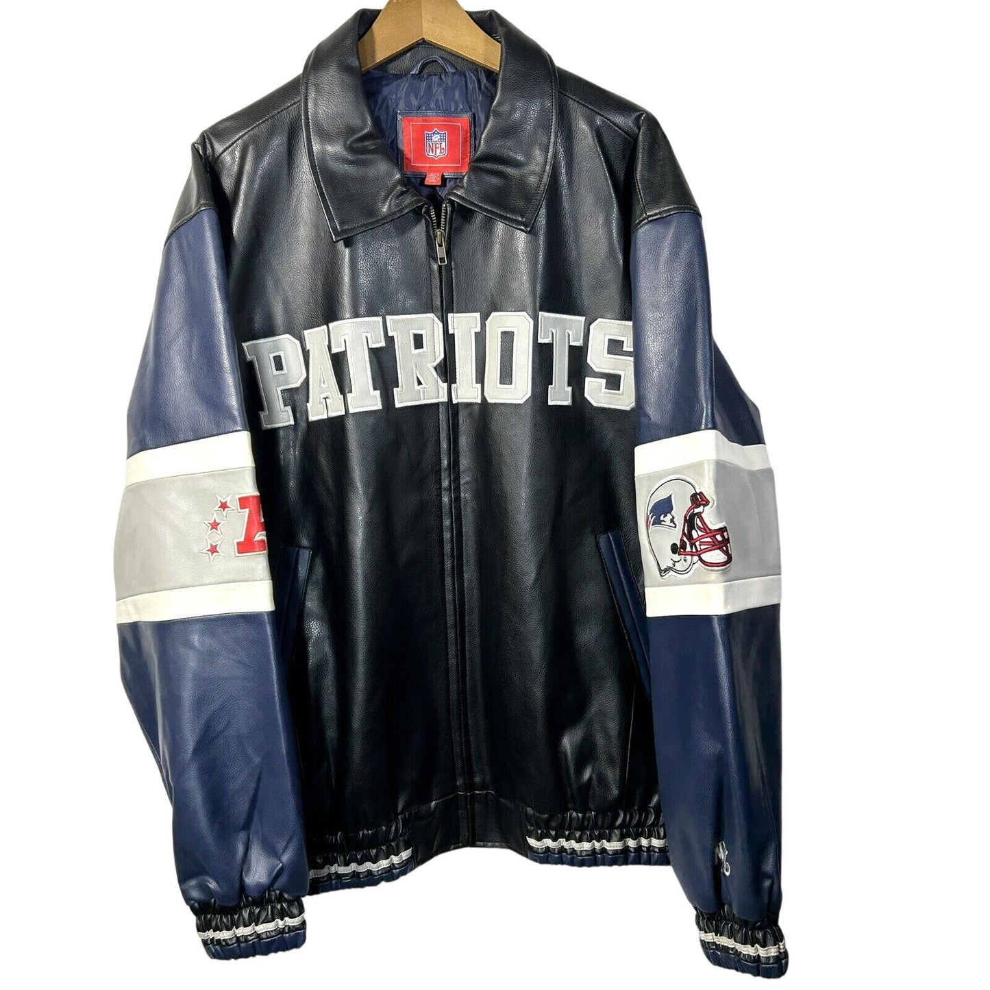 New England Patriots Vinyl Varsity Jacket Heavyweight NFL Mens XL