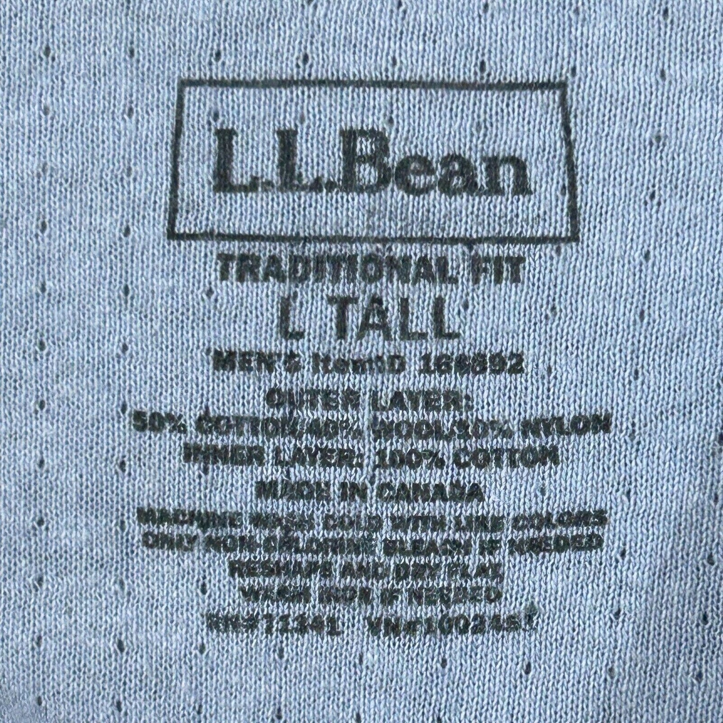 LL Bean River Driver Shirt Men's Large Tall LT Henley Wool Blend Blue