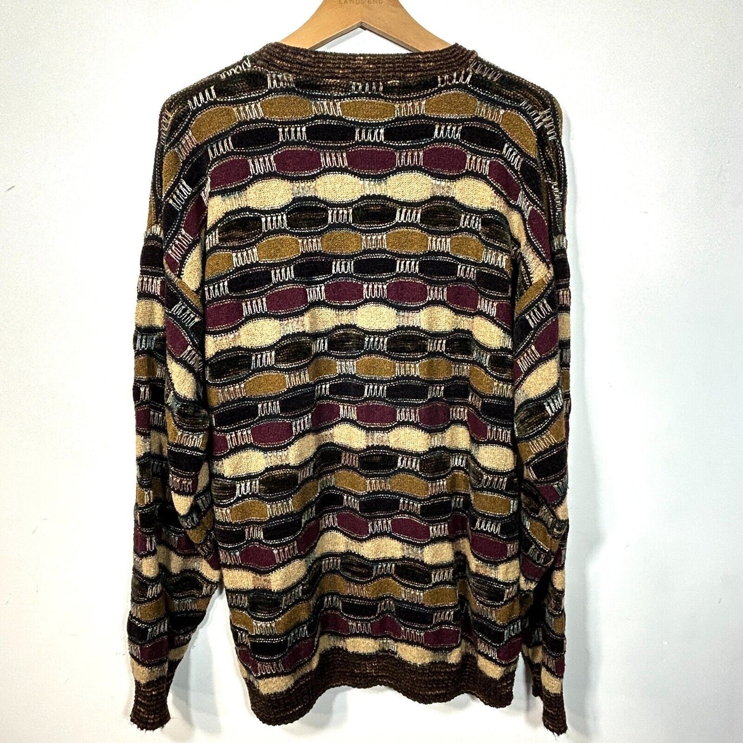 Vintage 90s Protege Collection Crazy Coogi Style Sweater Brown Black Mens Large