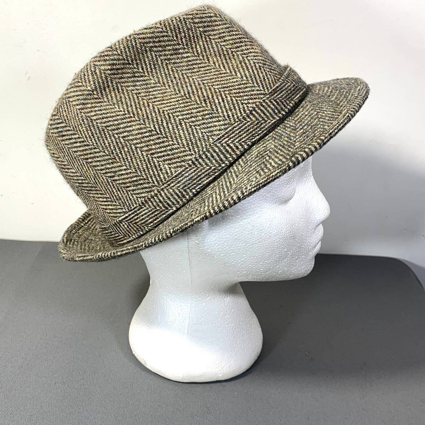 VTG Tweed Fedora Wool Hat Youngan Classic Size M / 7 1/8