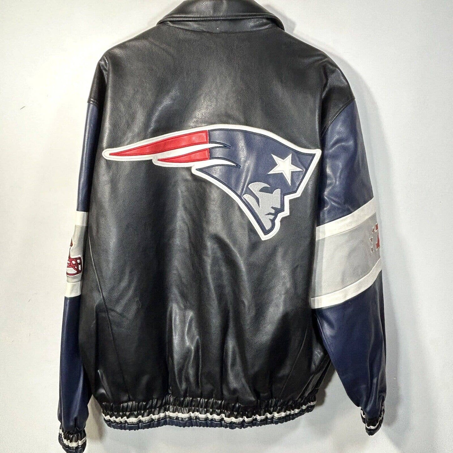 New England Patriots Vinyl Varsity Jacket Heavyweight NFL Mens XL