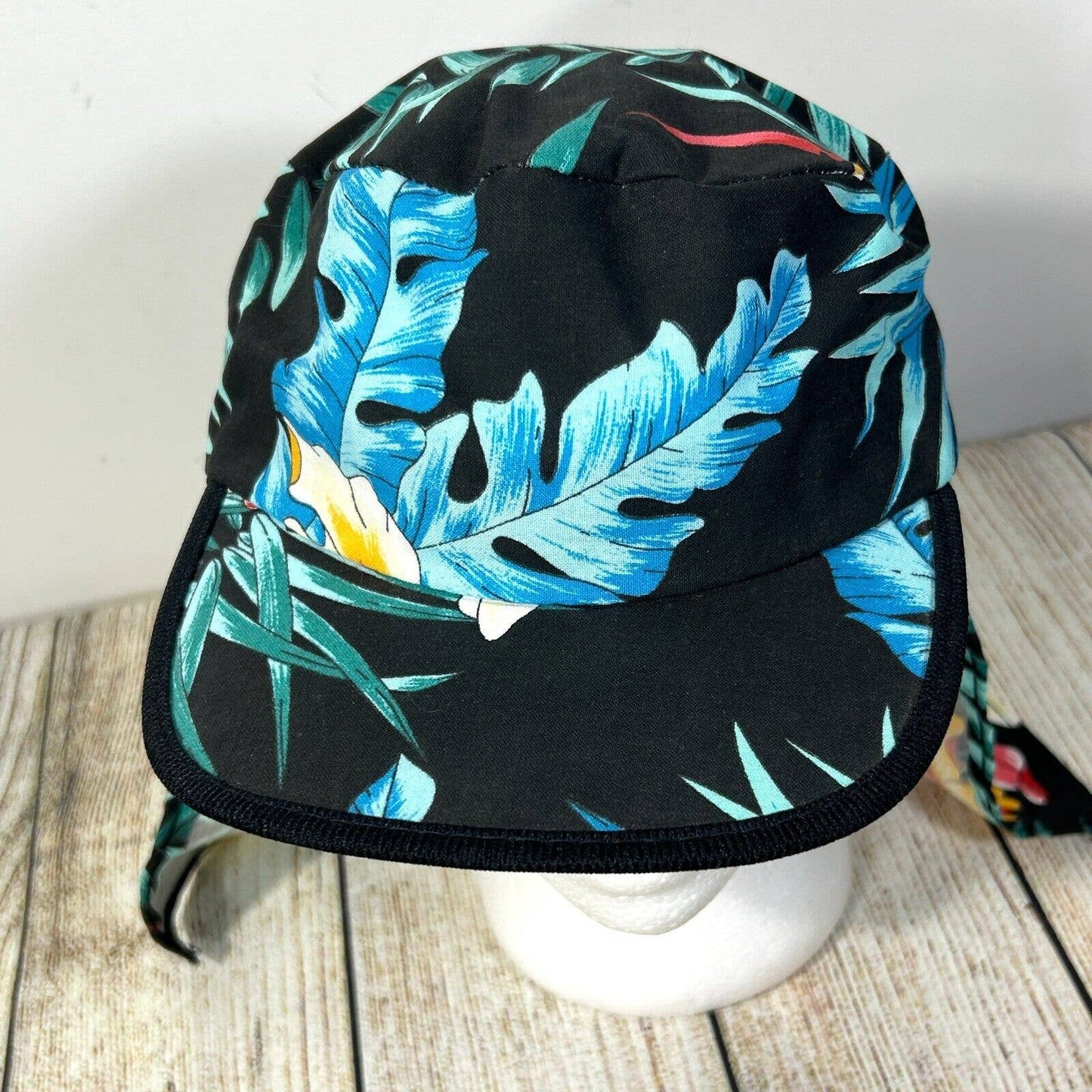 Vintage Hawaii Neck Flap Hat Cap 80s Surf Sun Beach Large USA Made