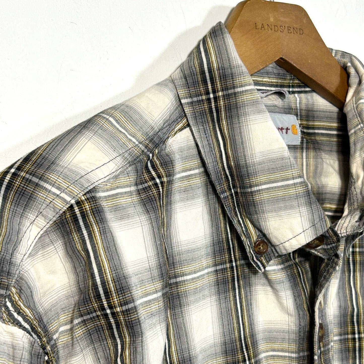 CARHARTT BUTTON UP LONG SHIRT MENS 100% COTTON Gray Plaid L