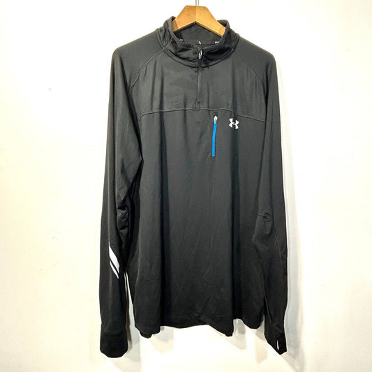 Under Armour Mens Pullover 1/4 Zip Sweat Wicking Shirt All Seasons Black 2XL