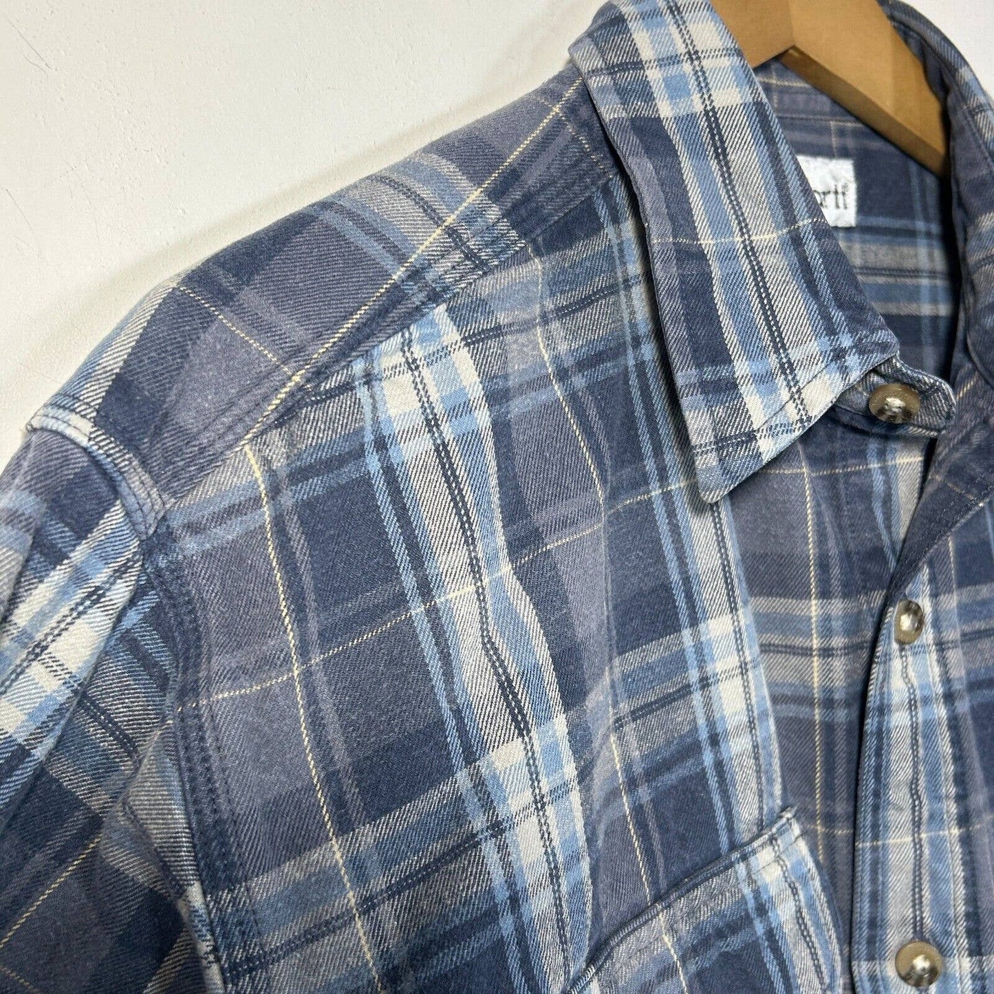 Carhartt Heavyweight Flannel Shirt Workwear Original Fit Mens L 16 x 34 Blue