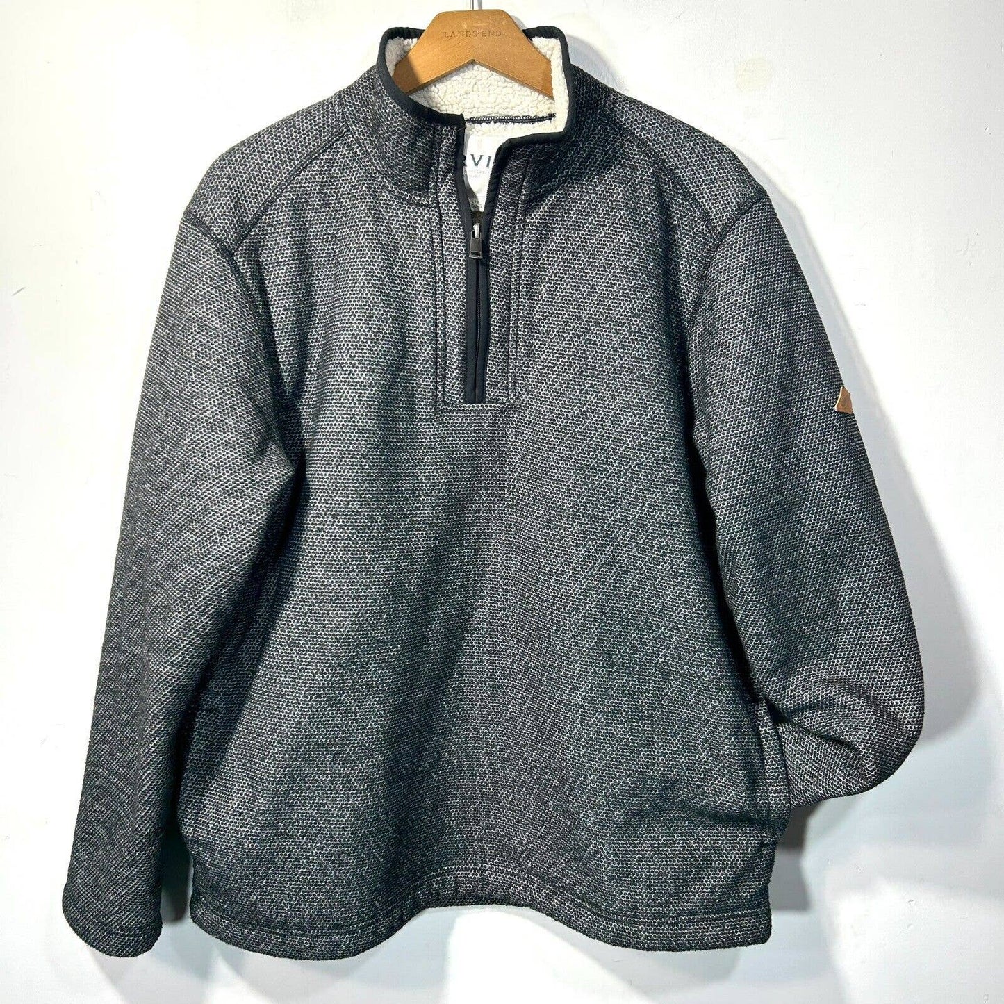 Orvis Mens L 1/4 Zip Pullover Sweater Fleece Lined Sherpa Heavy Knit