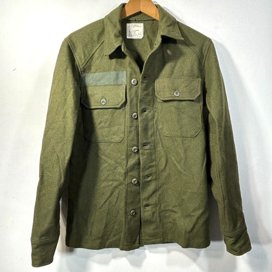 Vtg 70s US Military Wool Field Shirt OG 108 Cold Weather Layer XS 33" Chest