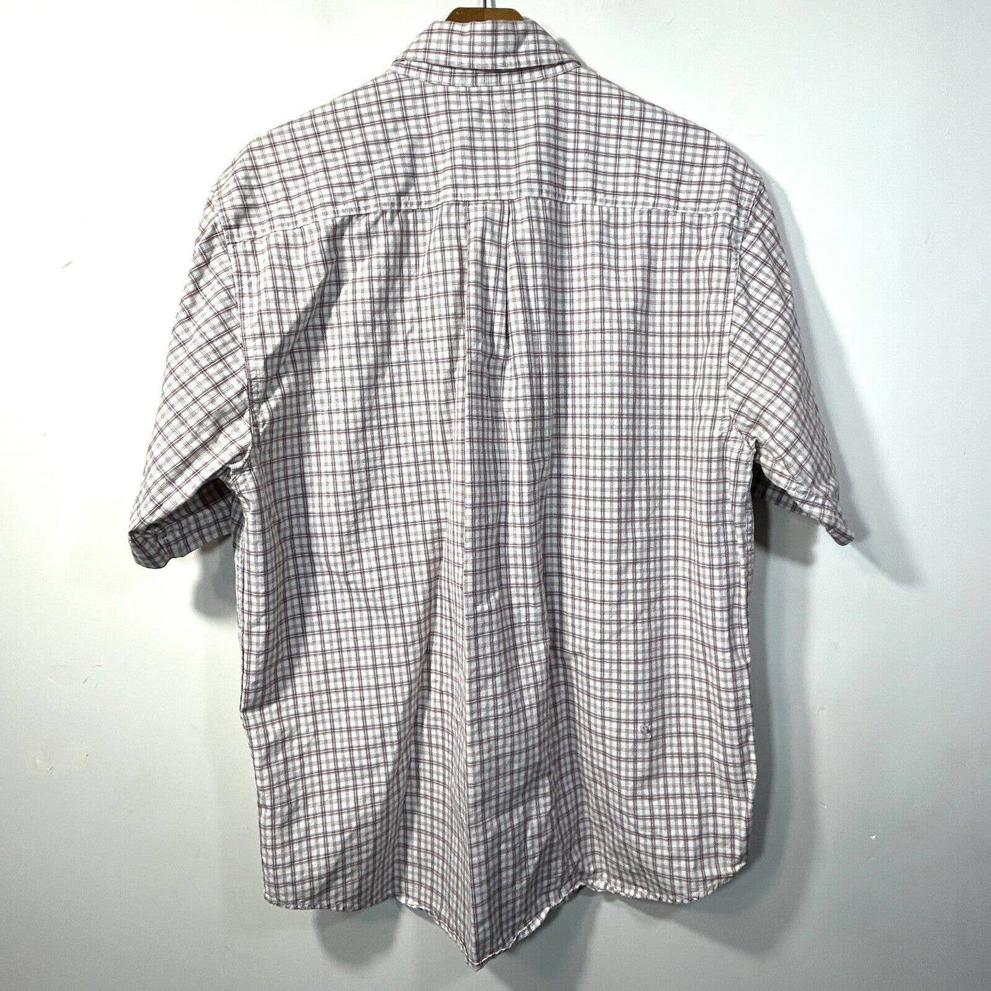 Carhartt Shirt Mens L Work Relaxed Button Up Short Sleeve White Chambray Plaid